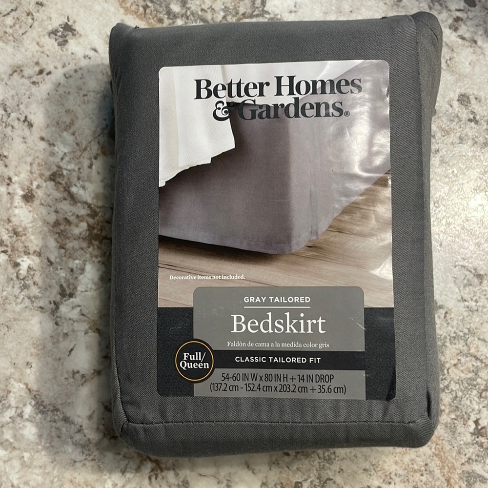 Full/Queen: Better Homes & Garden Gray Tailored BedSkirt